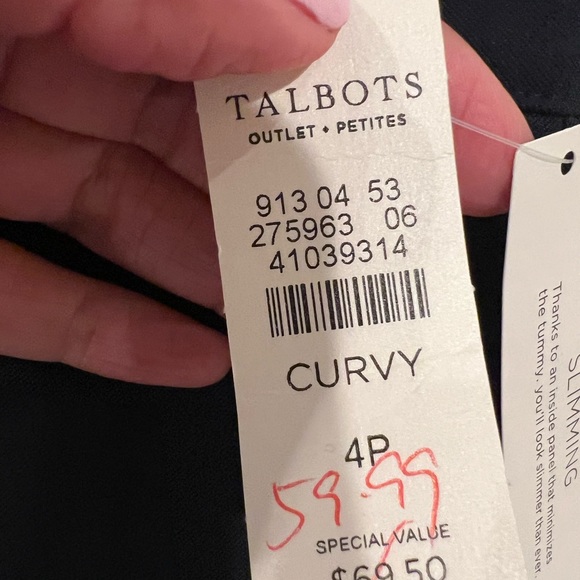 Talbots Slimming Navy Blue Pants NWT Size 4 Petite - Picture 7 of 10